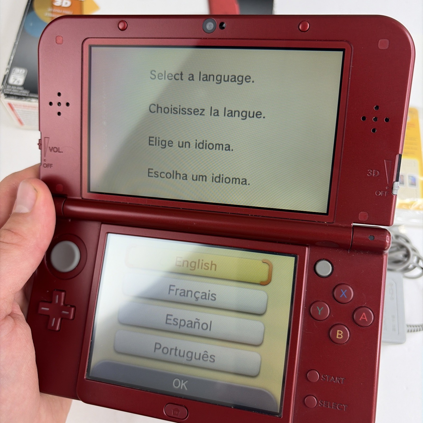 Nice! Nintendo New 3DS XL Red Complete In Original Box W Charger Stylus US Model