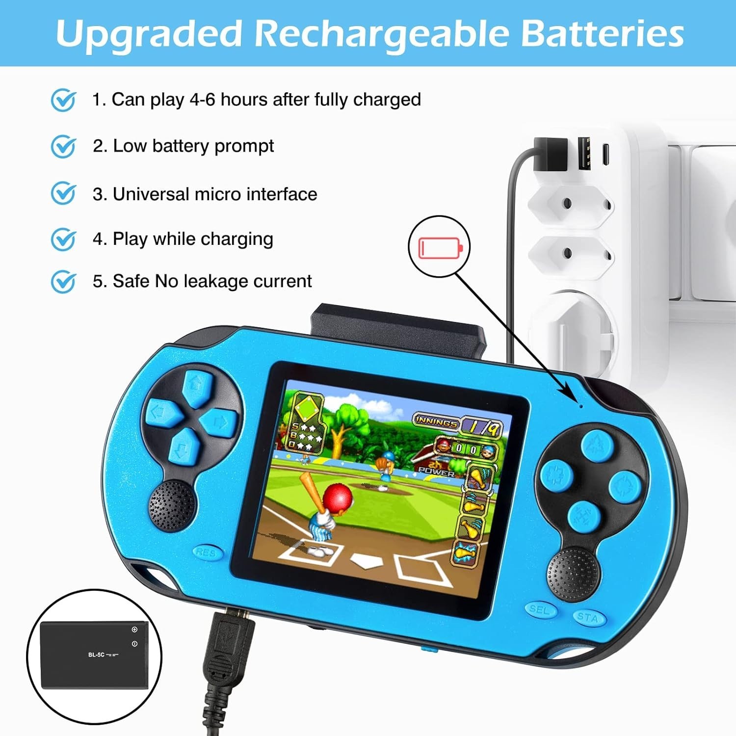3.0” Large Screen Handheld Game with 230 Classic Games – Perfect Gift in Blue