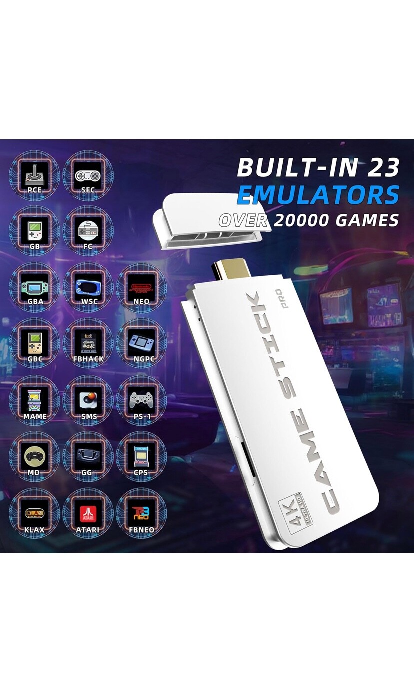 2025 Upgrade Retro Game Console Stick Pro, Classic Video Games with 4K HDMI, Bui