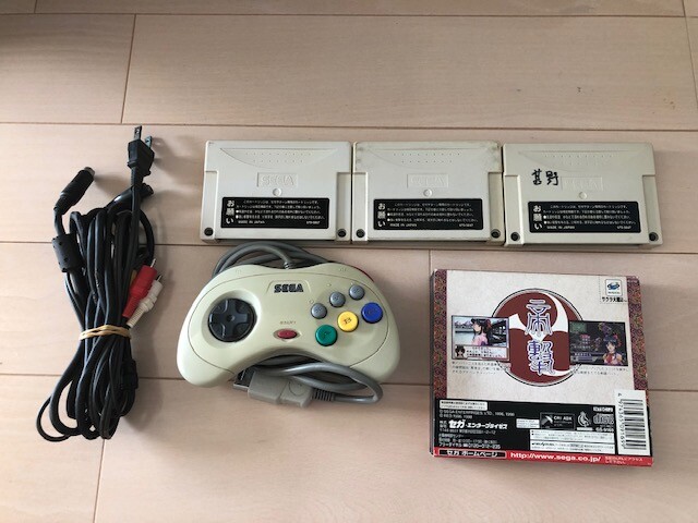 SEGA Saturn SS White Console+Controller+Cable+software HST-3220 Japan TESTED F/S