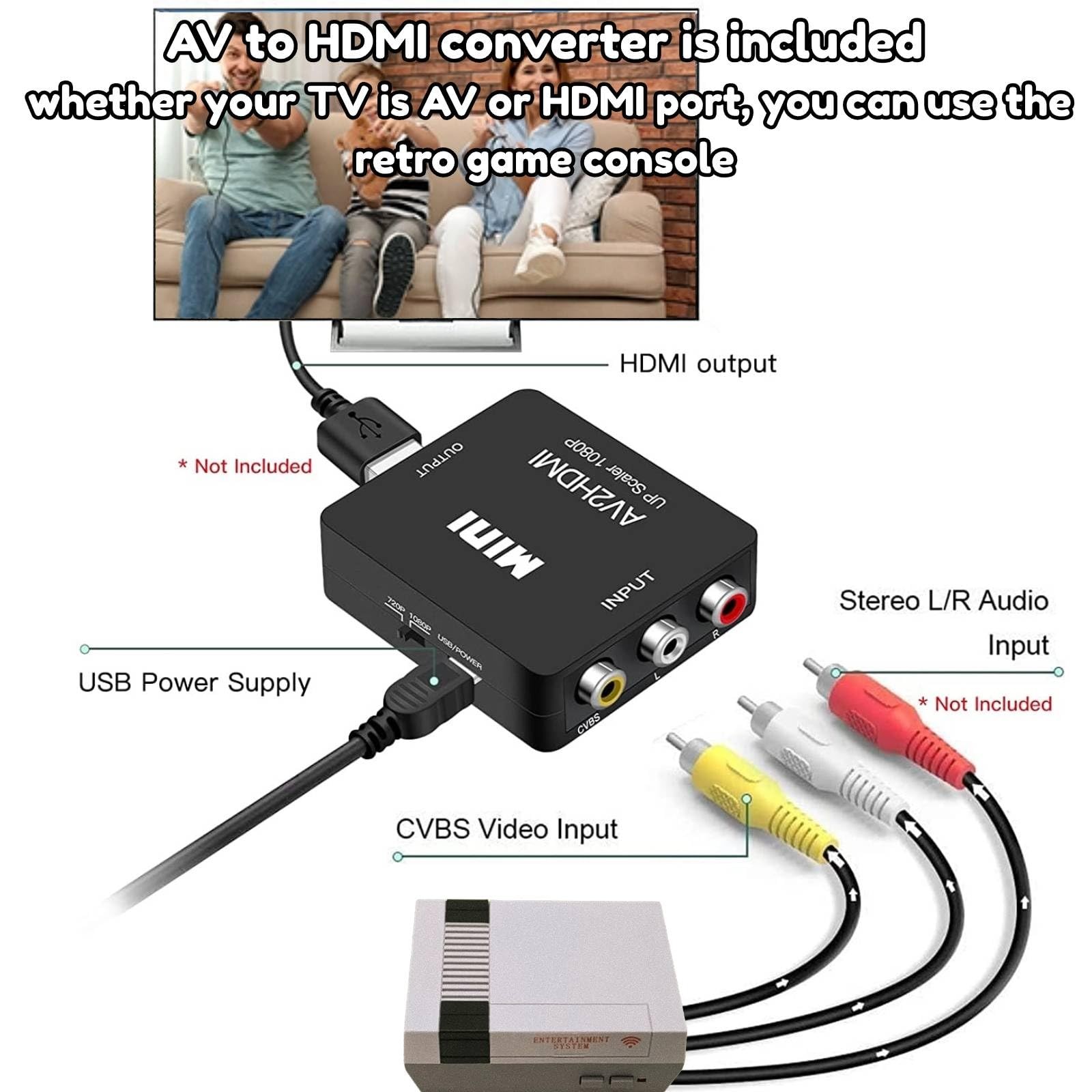 Retro Game Console,Classic Mini Edition Games Console,AV and HDMI Output Hand…