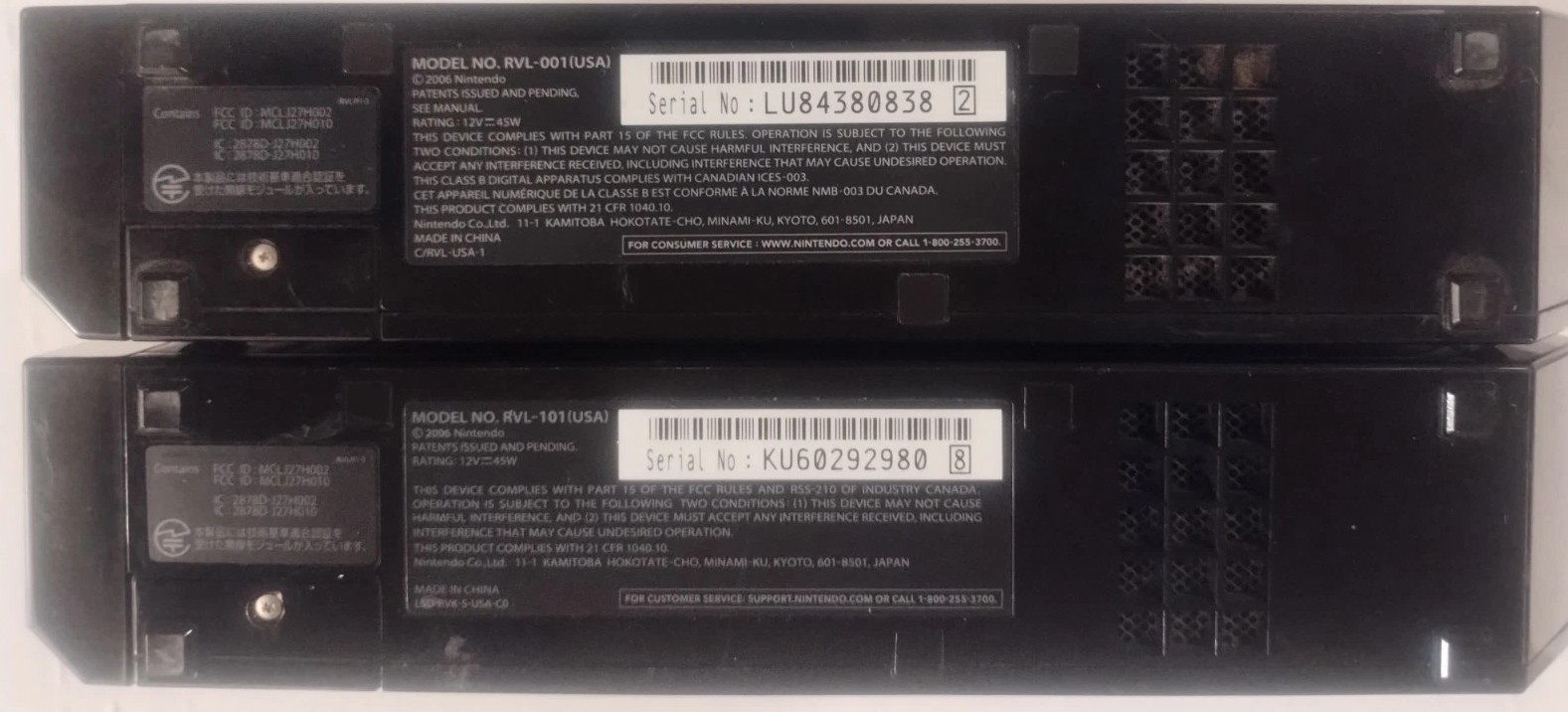 2x Black Nintendo Wii Console Bundle RVL-001 + RVL-101 Worx Fine free shpg