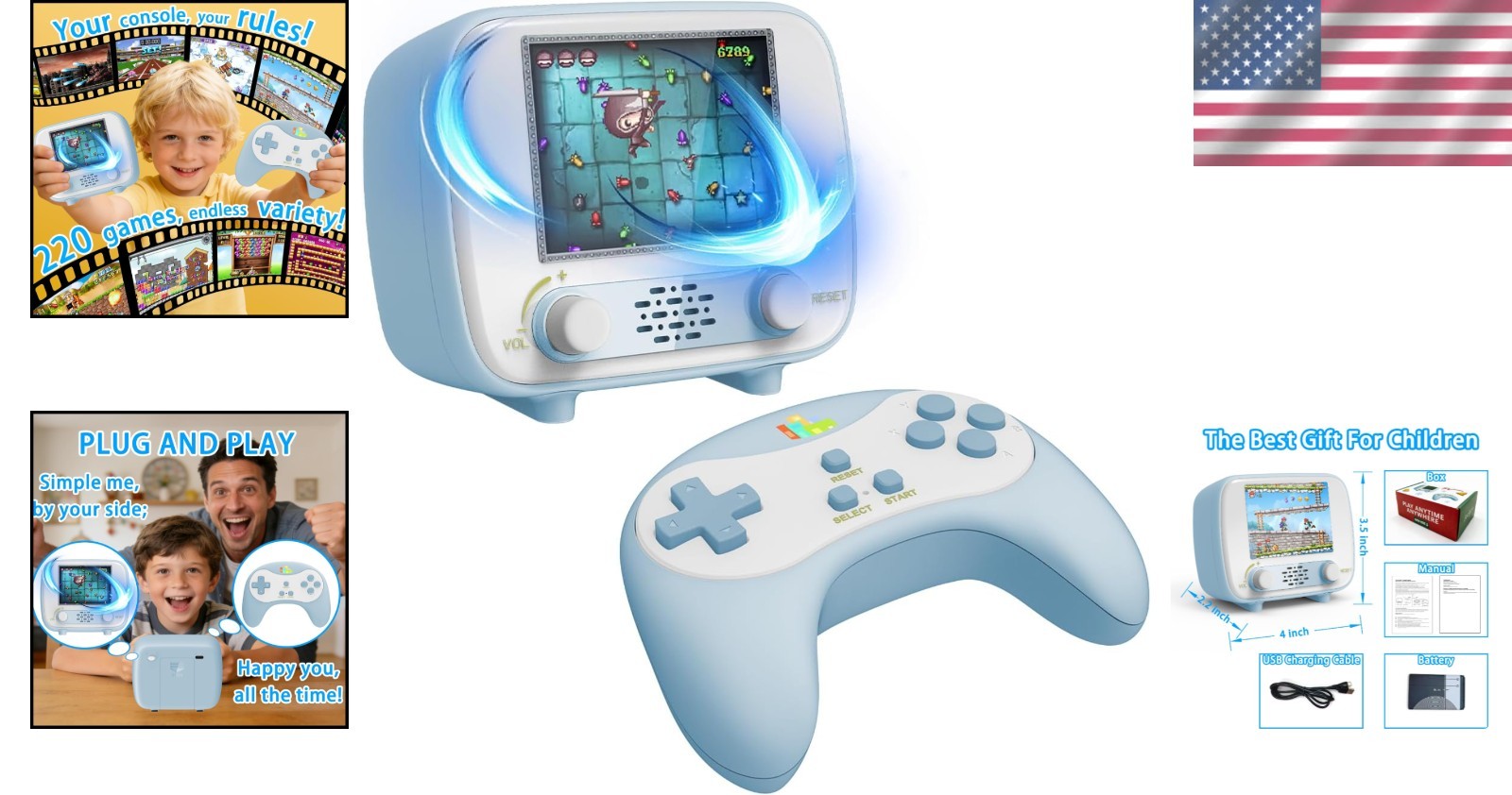 2.8” Portable Handheld Game Console – Play 220 Built-in Retro Games Anytime