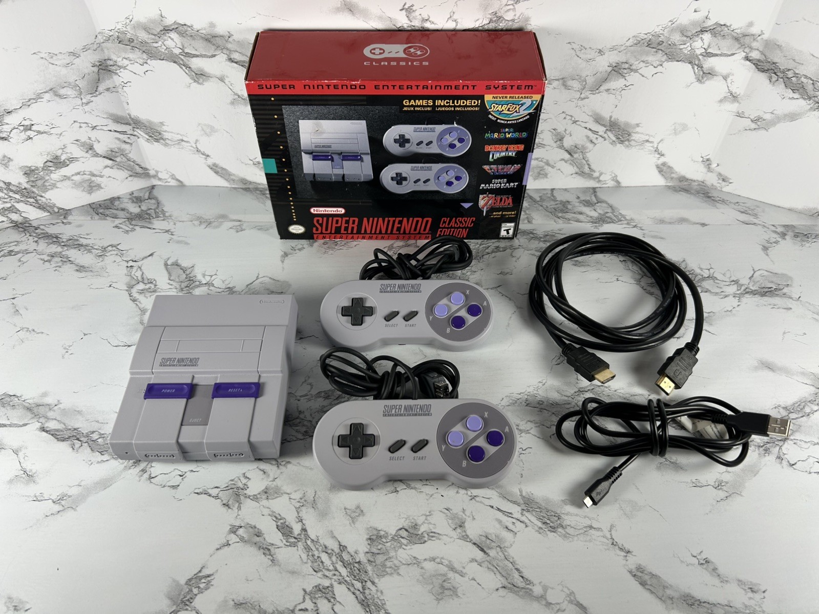 Super Nintendo Entertainment System Classic Edition w/ Box Tested Working READ