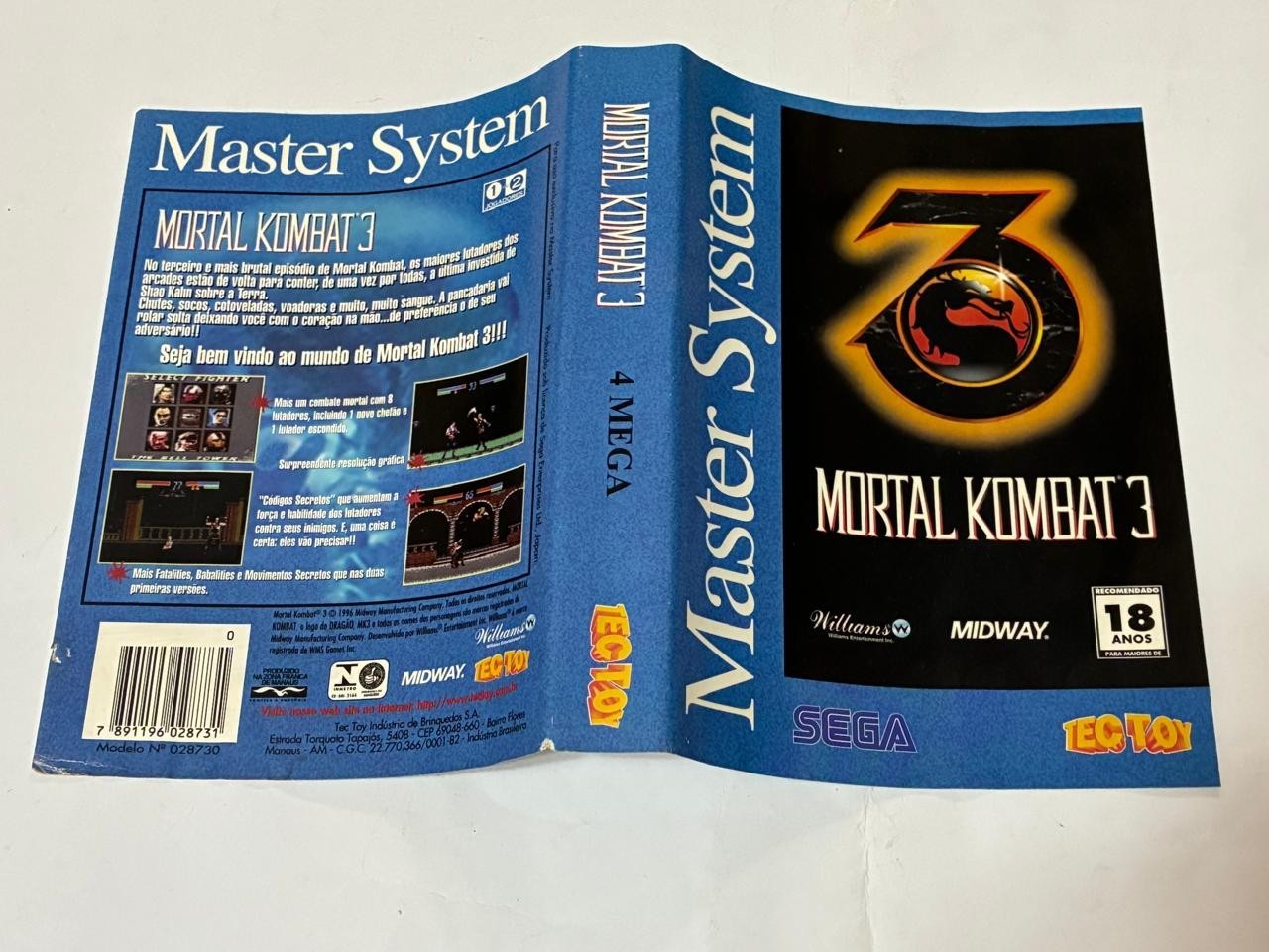 Sega Master System Tectoy : Mortal Kombat 3 complete manual poster Exclusive gam