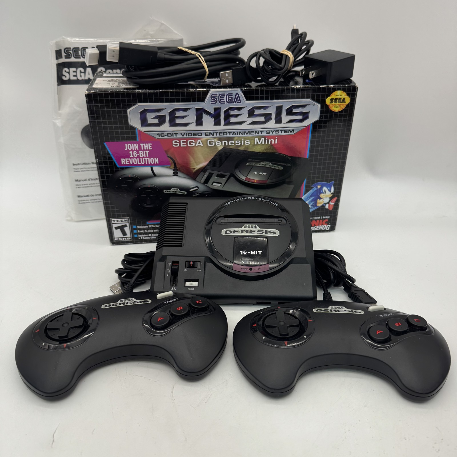 30th Anniv SEGA Genesis Mini 16-Bit Console w/ 42 Pre-Loaded Games 2 Controllers