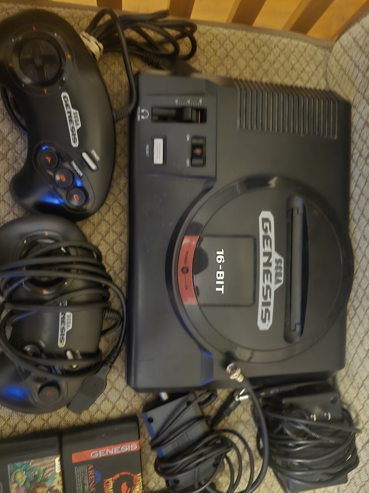 Sega Genesis Model 1 MK-1601 Console 16-bit W/ 2 Controller Working + 6 Games