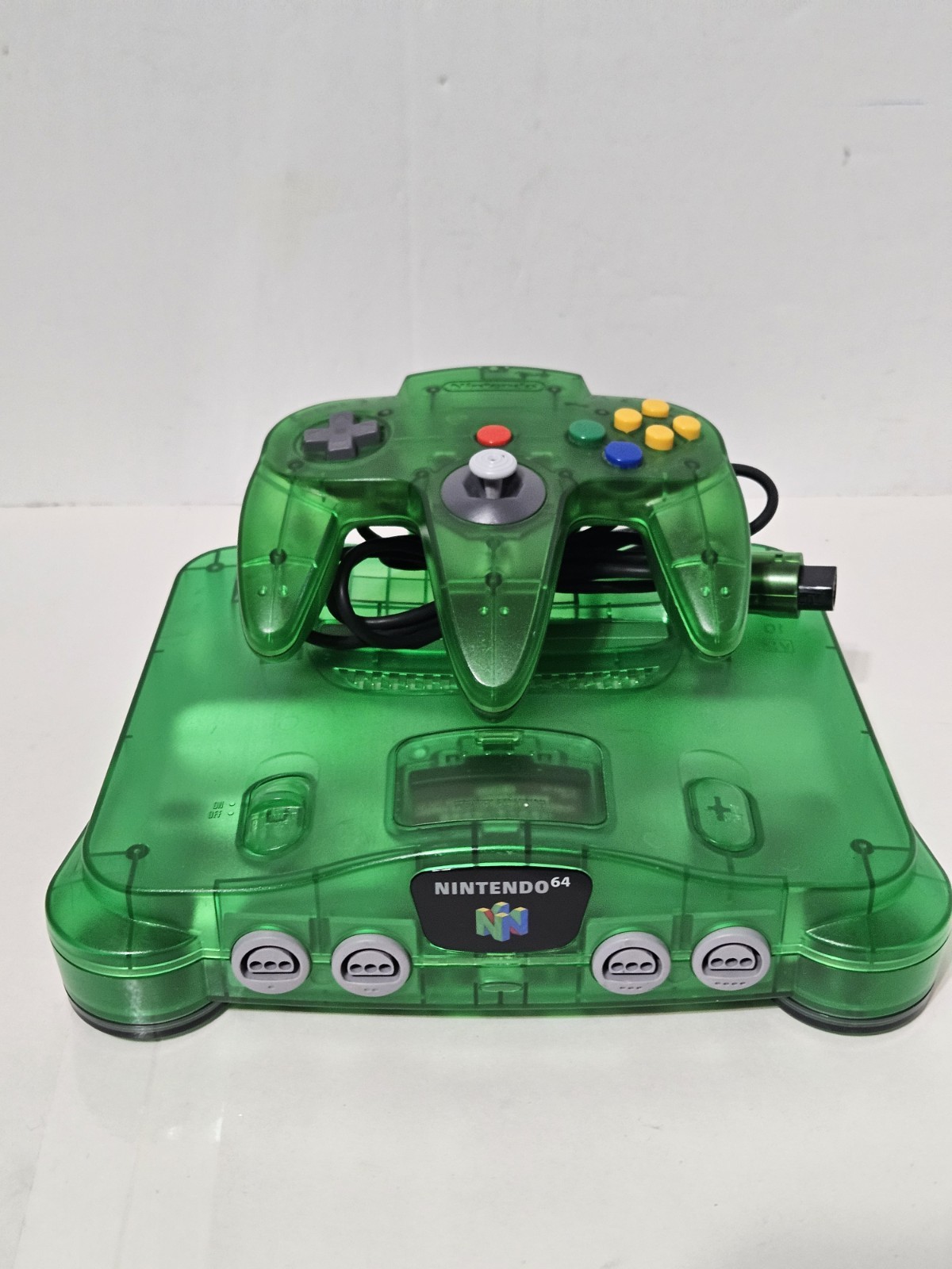 Nintendo 64 N64 Funtastic Jungle Green Console 1 Controller AC Adapter Tested