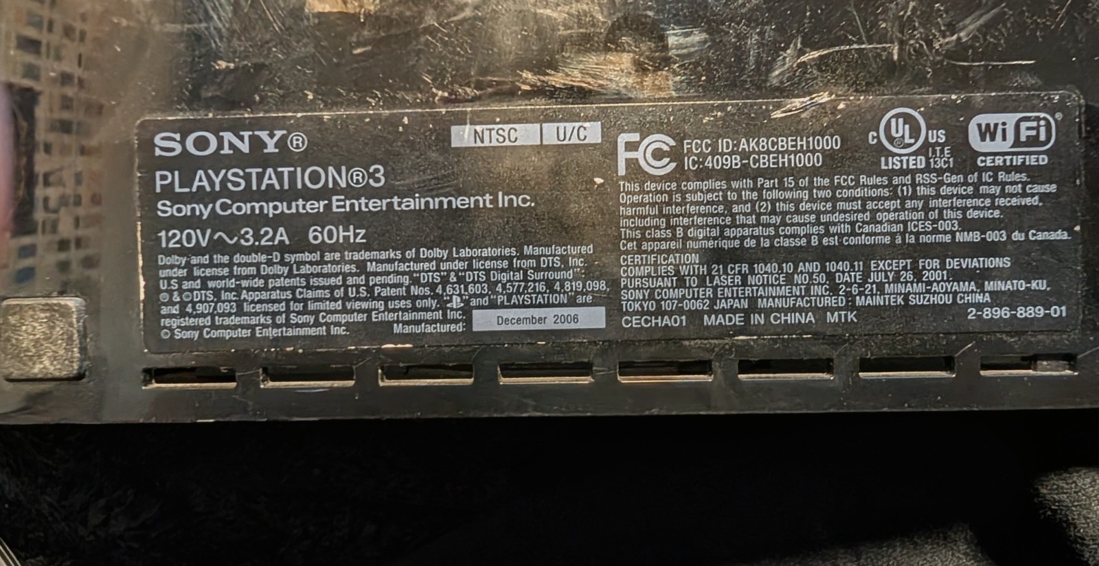 Sony PlayStation 3 PS3 PS2 PS1 – CECHA01 – WARRANTY STICKER – TESTED 60GB