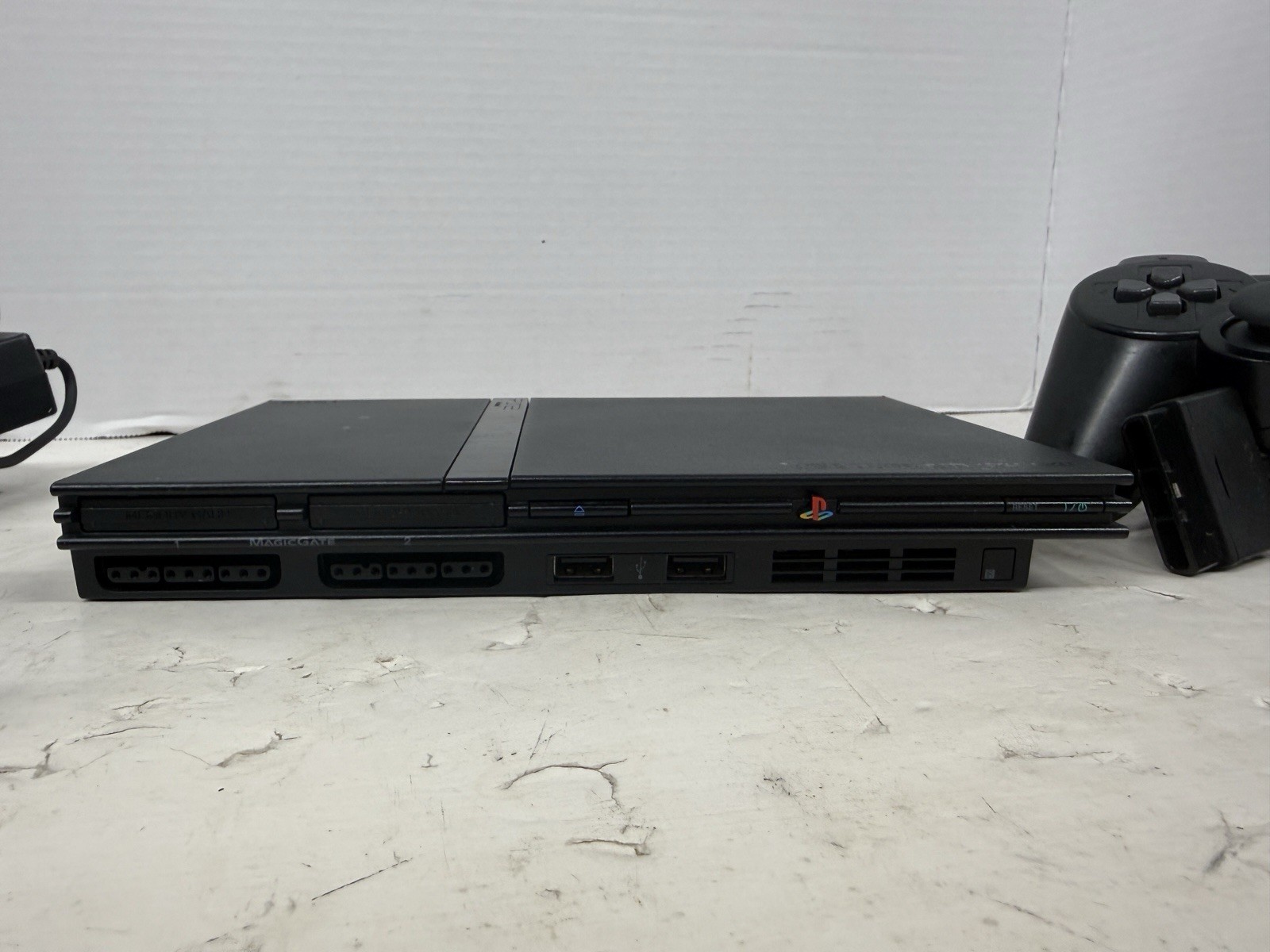 Sony PlayStation 2 Slim Console Black Tested Working With DVD Remote