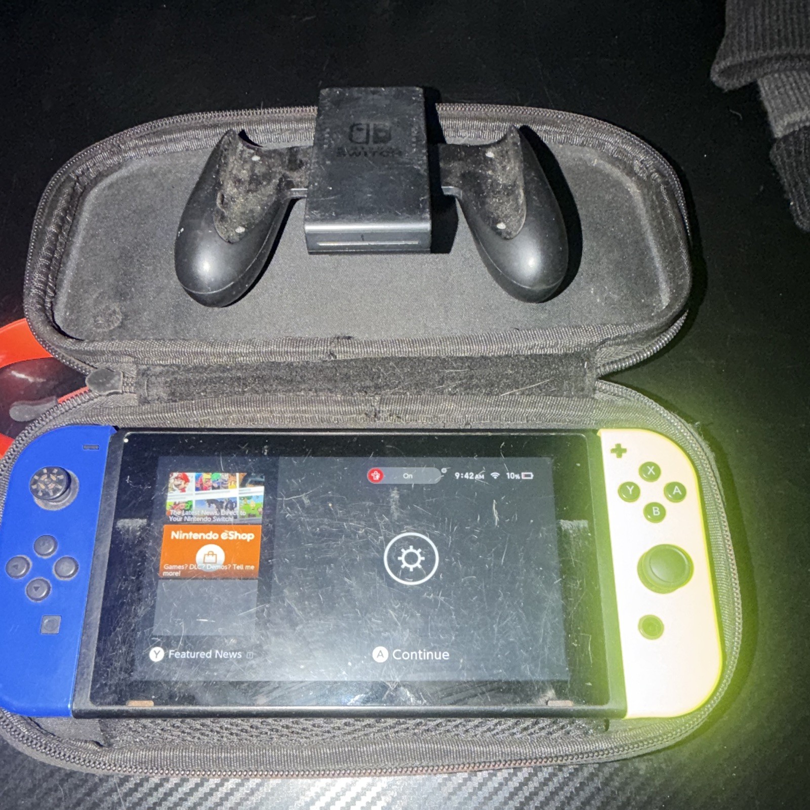 Nintendo Switch HAC-001 Console 32GB 1080p Blue/Yellow Joy-Con + Case