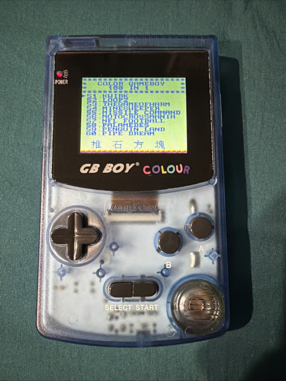GB BOY COLOUR Kongfeng 66 in 1 Handheld Gameboy Color Clone Crystal Blue In Box