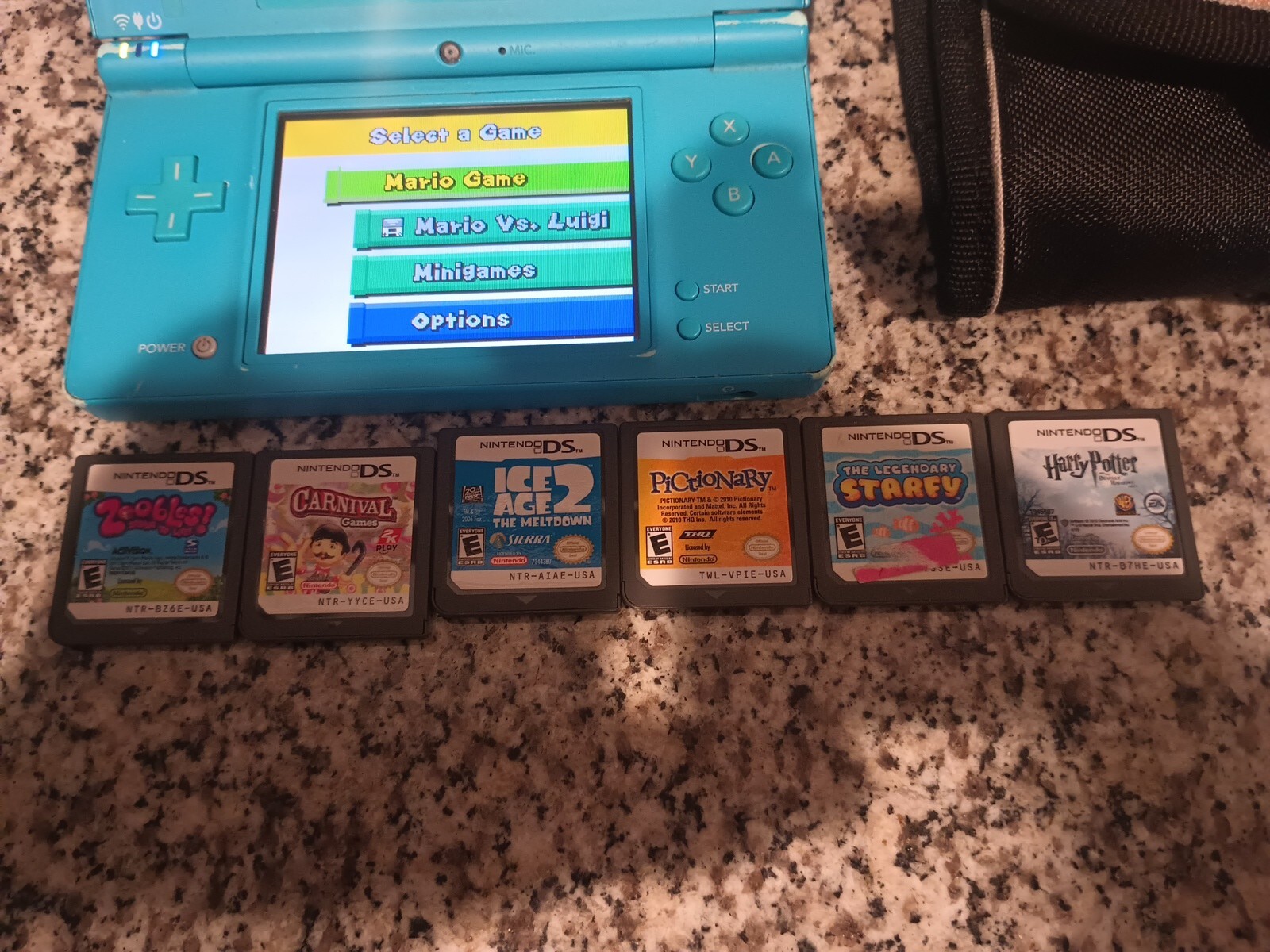Nintendo DSI Handheld Game Console TWL-001 Light Blue 7 Games