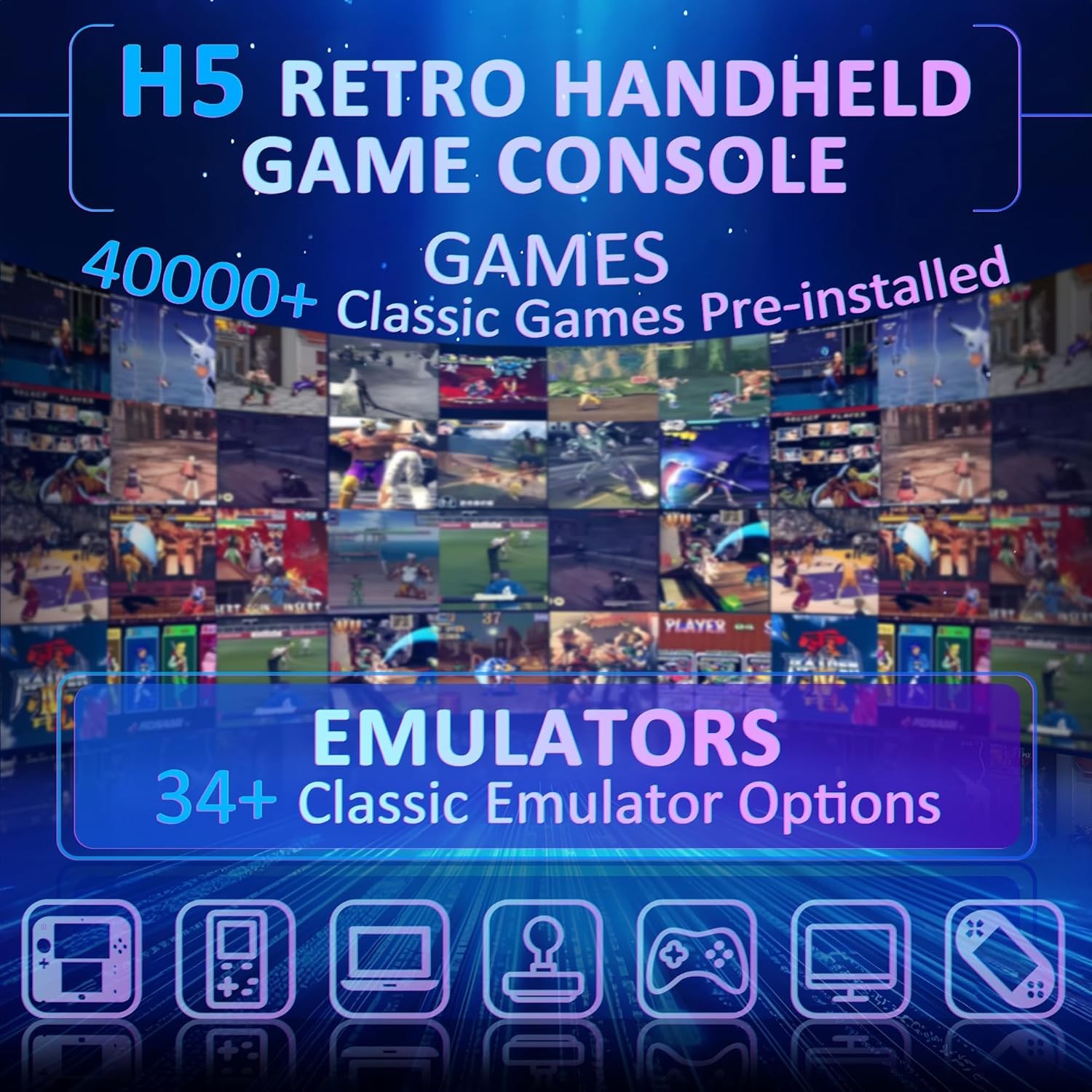 5 Inch IPS Handheld Game Console H5 40000 Games