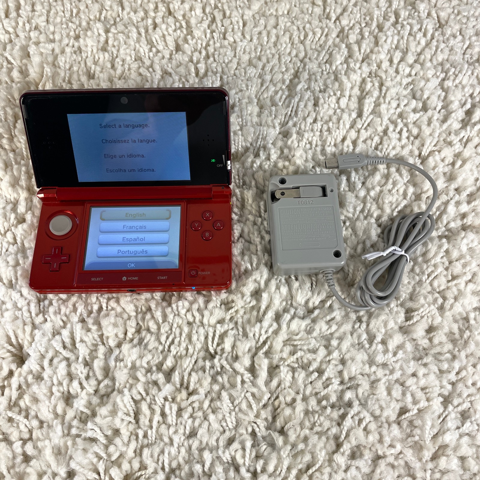 Nintendo 3DS Flame Red Handheld Console System CTR-001 Tested