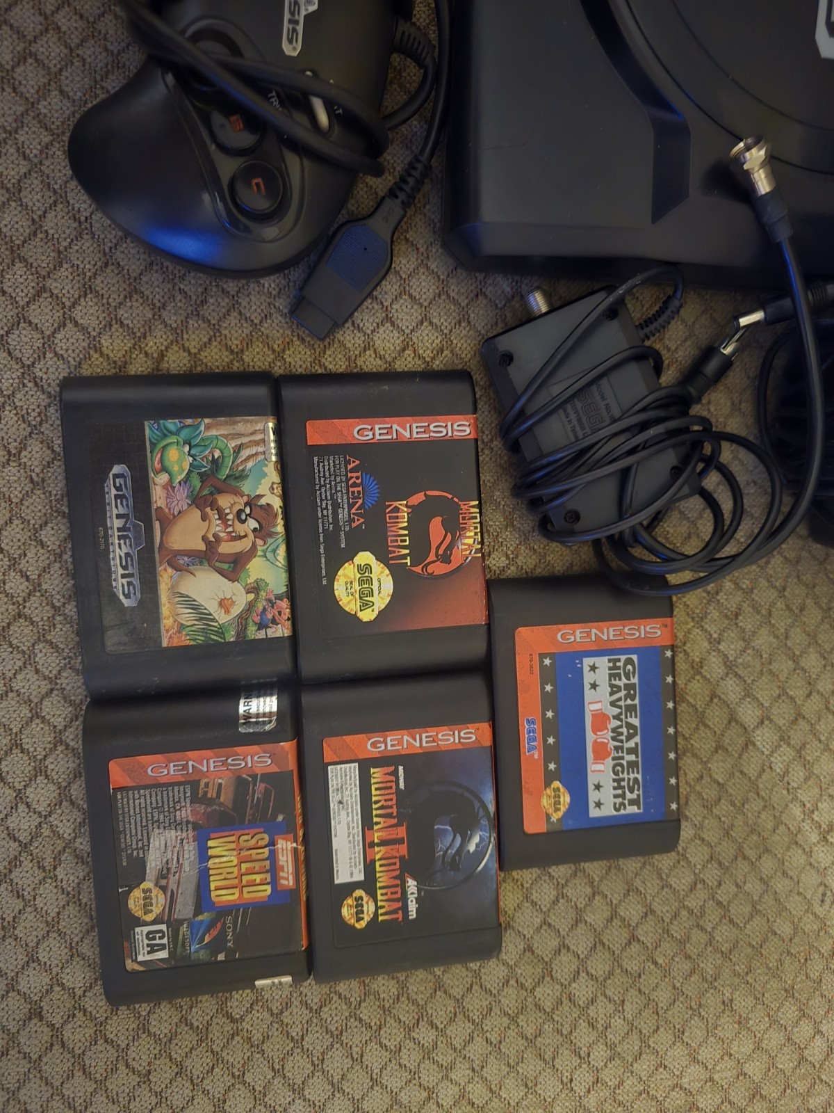 Sega Genesis Model 1 MK-1601 Console 16-bit W/ 2 Controller Working + 6 Games