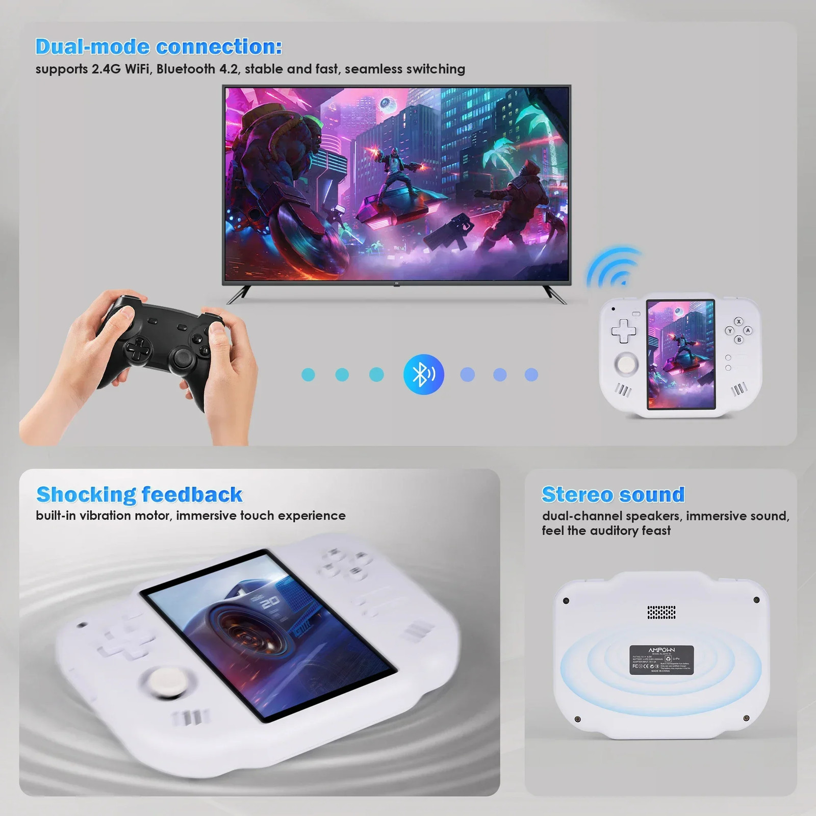 AMPOWN ZERO 40 Video Game Console 4” IPS Multi-touch Screen Android A133P Suppo