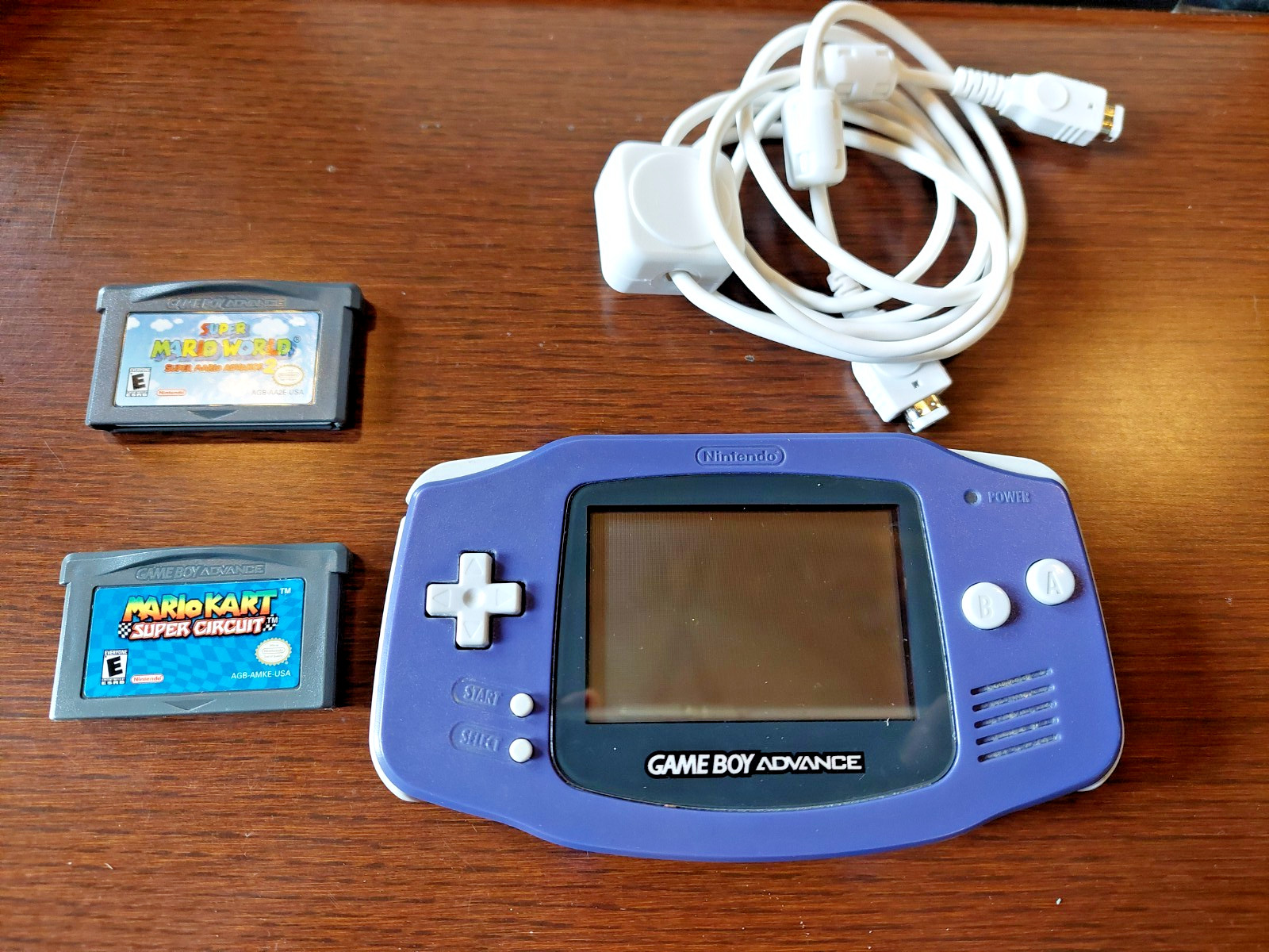 Nintendo Game Boy Advance Tested Mario Kart Super Mario World Link Cable Lot