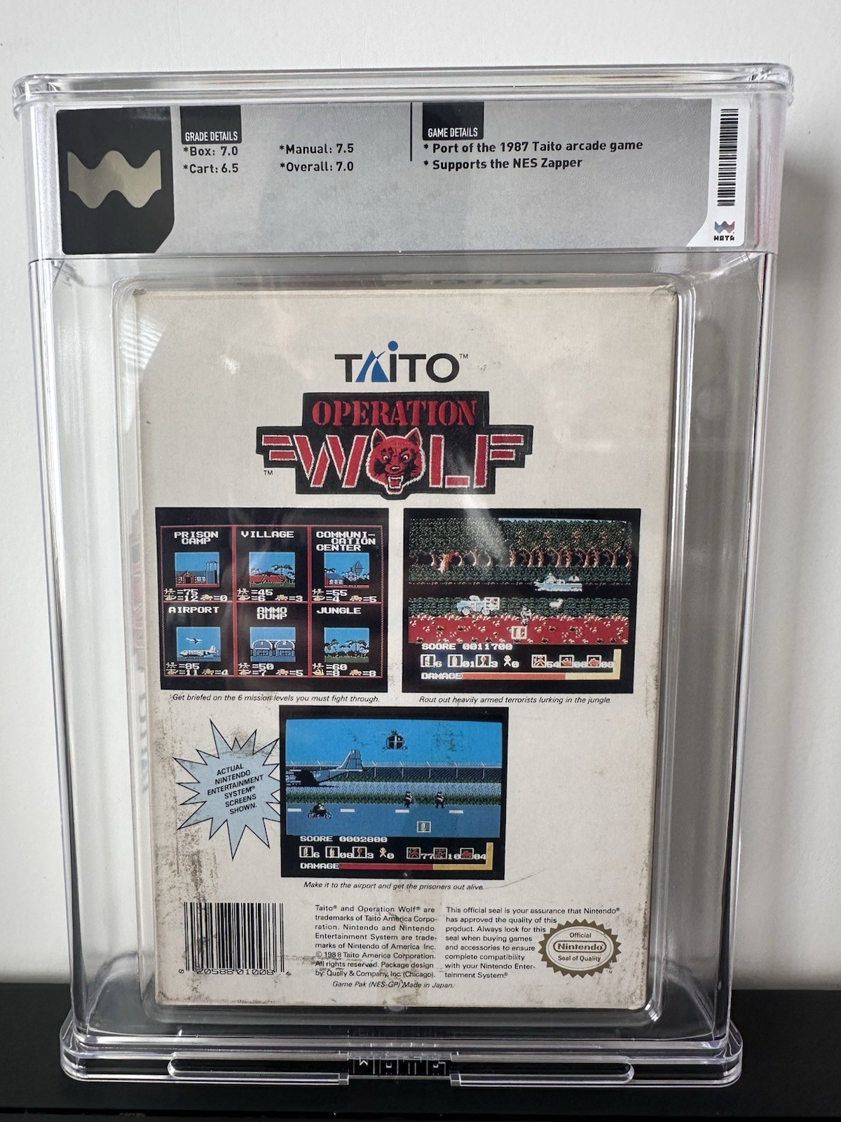 Operation Wolf NES WATA 7.0 CIB Graded Nintendo Taito Complete in Box