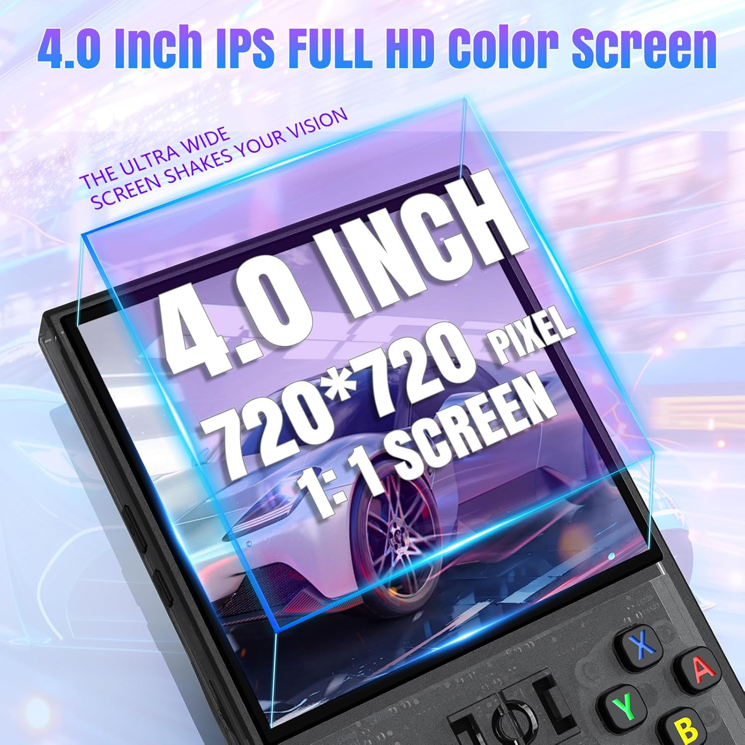 R36MAX Retro Handheld Game Console, 4.0-Inch IPS Display, 720X720 Resolution, Li