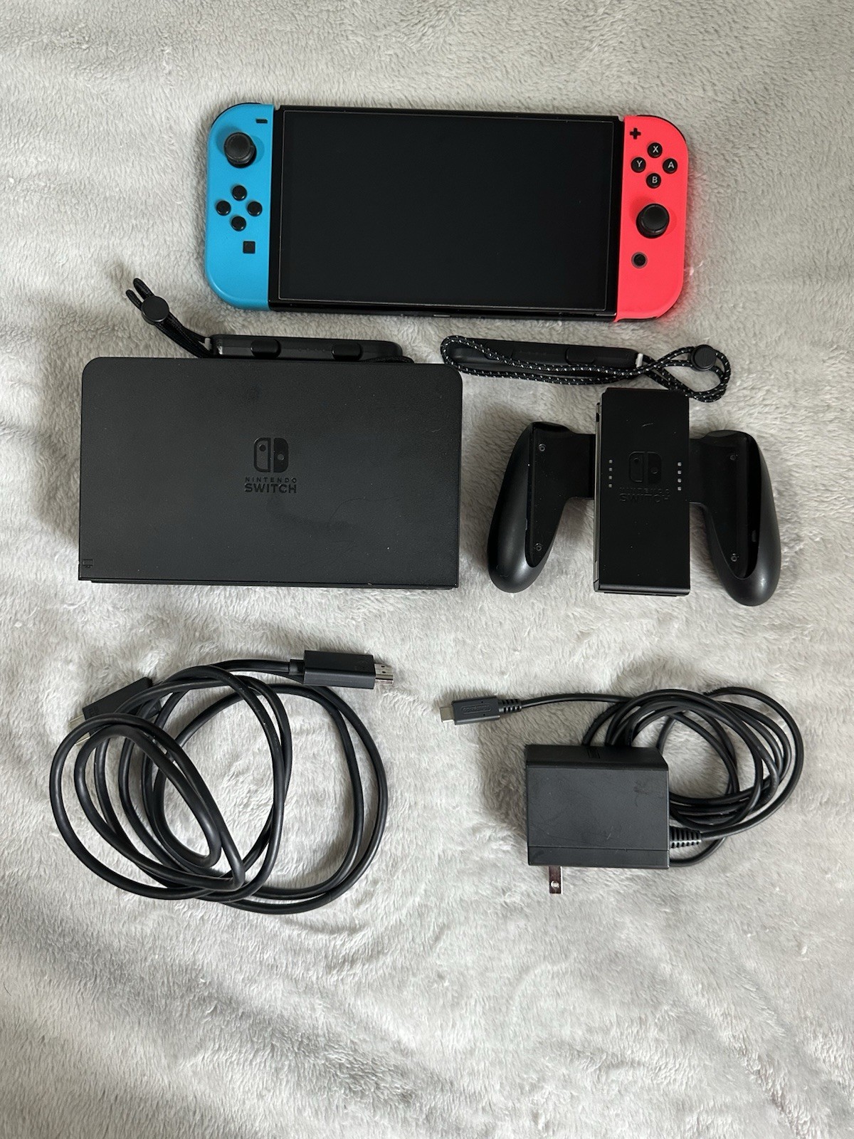 Nintendo Switch OLED Console Red/Blue w/ HORI Joy Cons Mario Case Tested