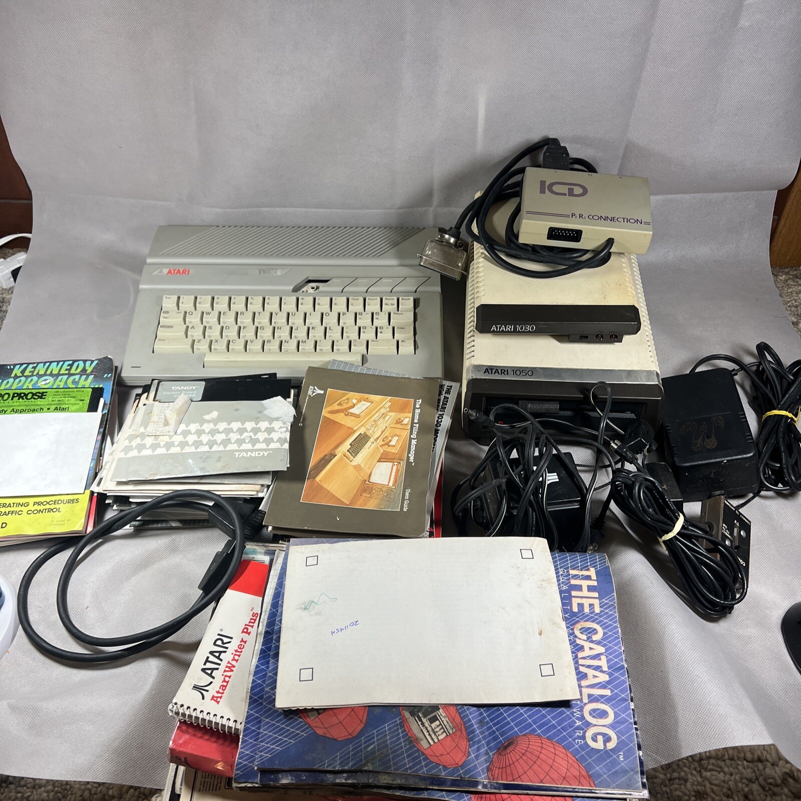Atari 1050, 130 XE, 1030 Computer, Controllers, Games, Cords, & Manuals