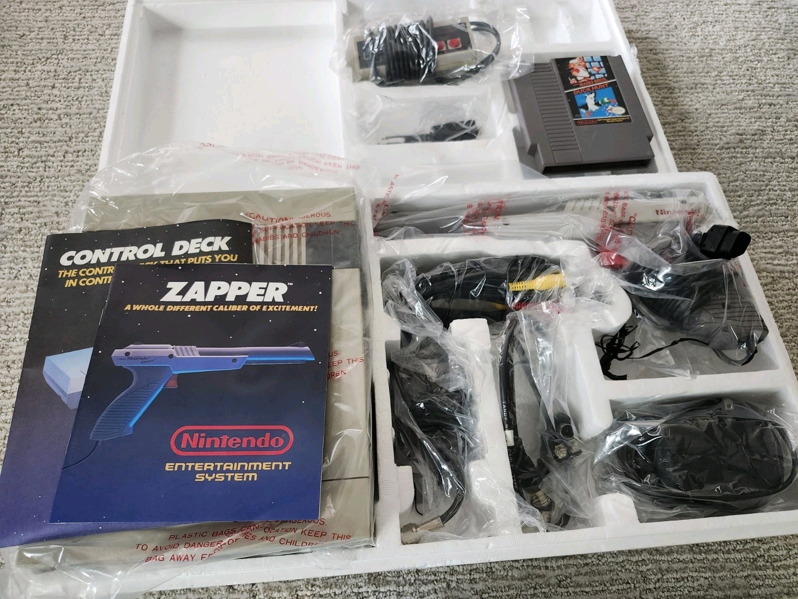 Nintendo NES Action Set Complete in Box CIB System W/ Baggies & RARE Converters!