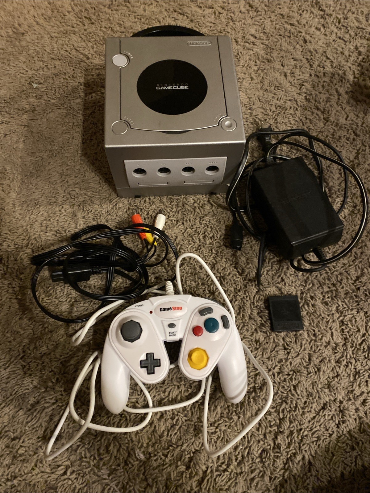 Nintendo GameCube DOL-001(USA) Silver Console W Controller And Cable Memory Card