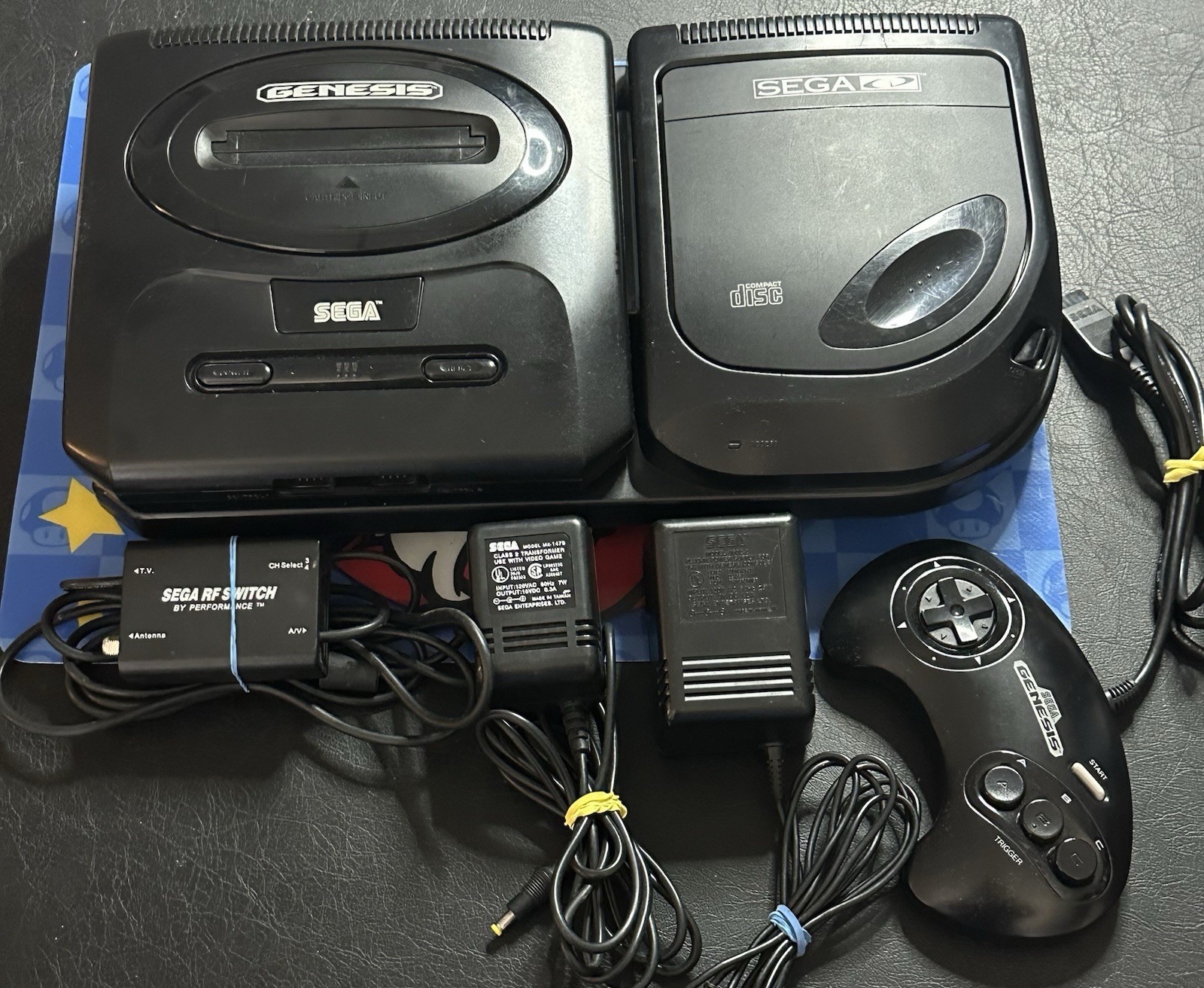 Sega Genesis Model 2 + Sega CD Model 2 Console Bundle OEM Cords Controller