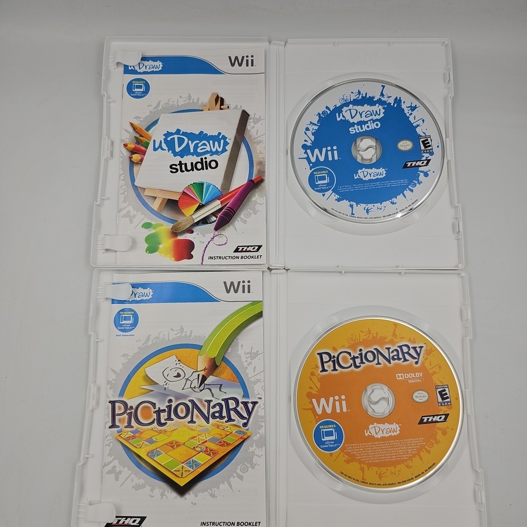 NINTENDO Wii With Balance Board 2 Remotes Udraw 2 Wheels 2 Nunchuks & 6 Games