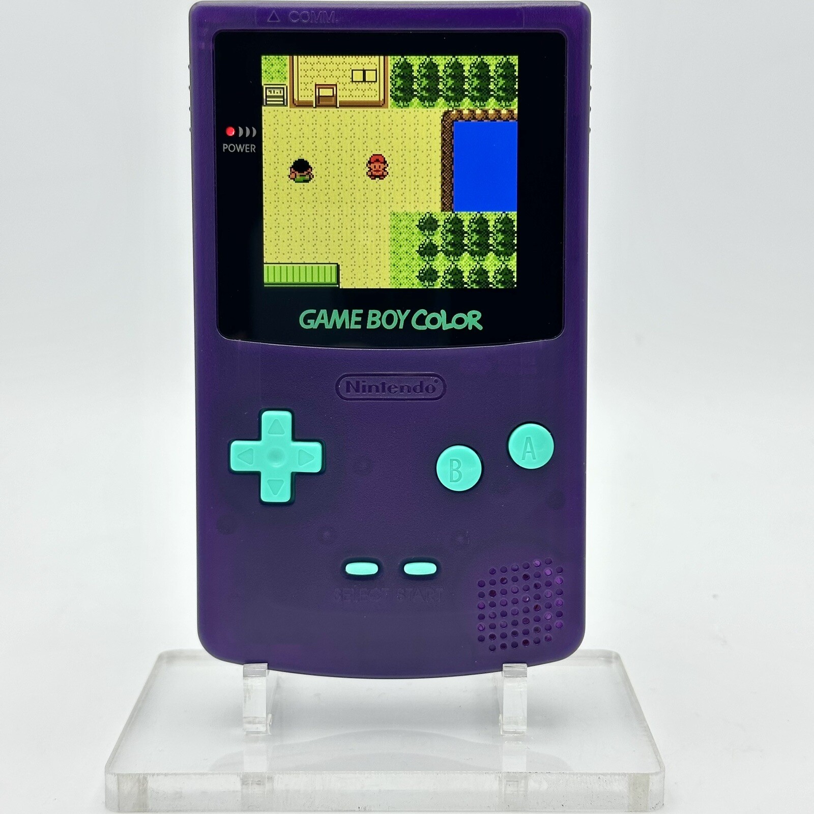 Nintendo Game Boy Color GBC IPS Q5 Backlight Mod Purple & Teal Blue Console
