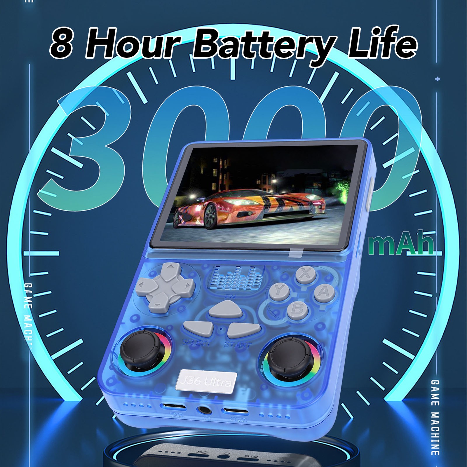 Retro Handheld Game Console 4 Inch Screen Built In 64GB Small Memory Card S FZNA