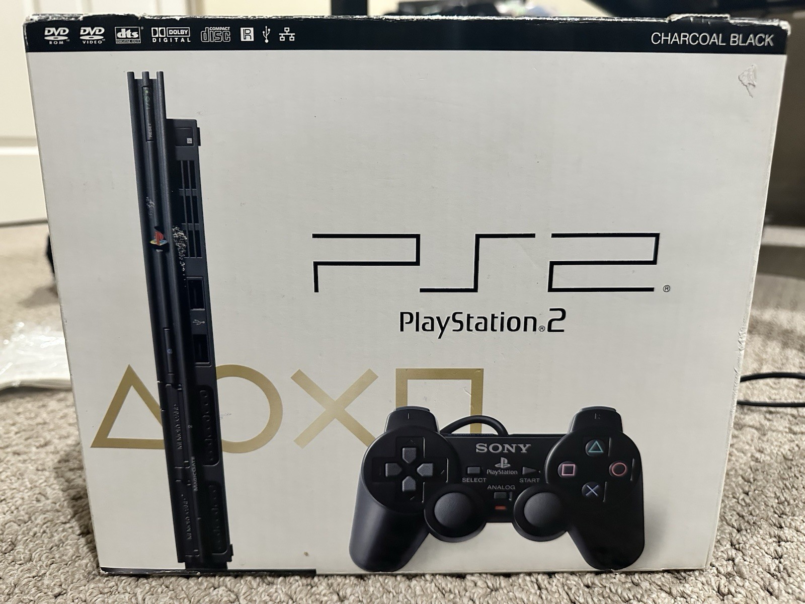 “Region Free” Sony PlayStation 2 Slim Black SCPH-75000CB Box DualShock Cables