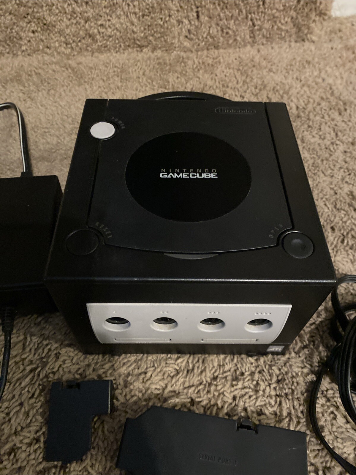 Nintendo Gamecube Black Console + Cables 2 Controllers Tested And Works DOL-101