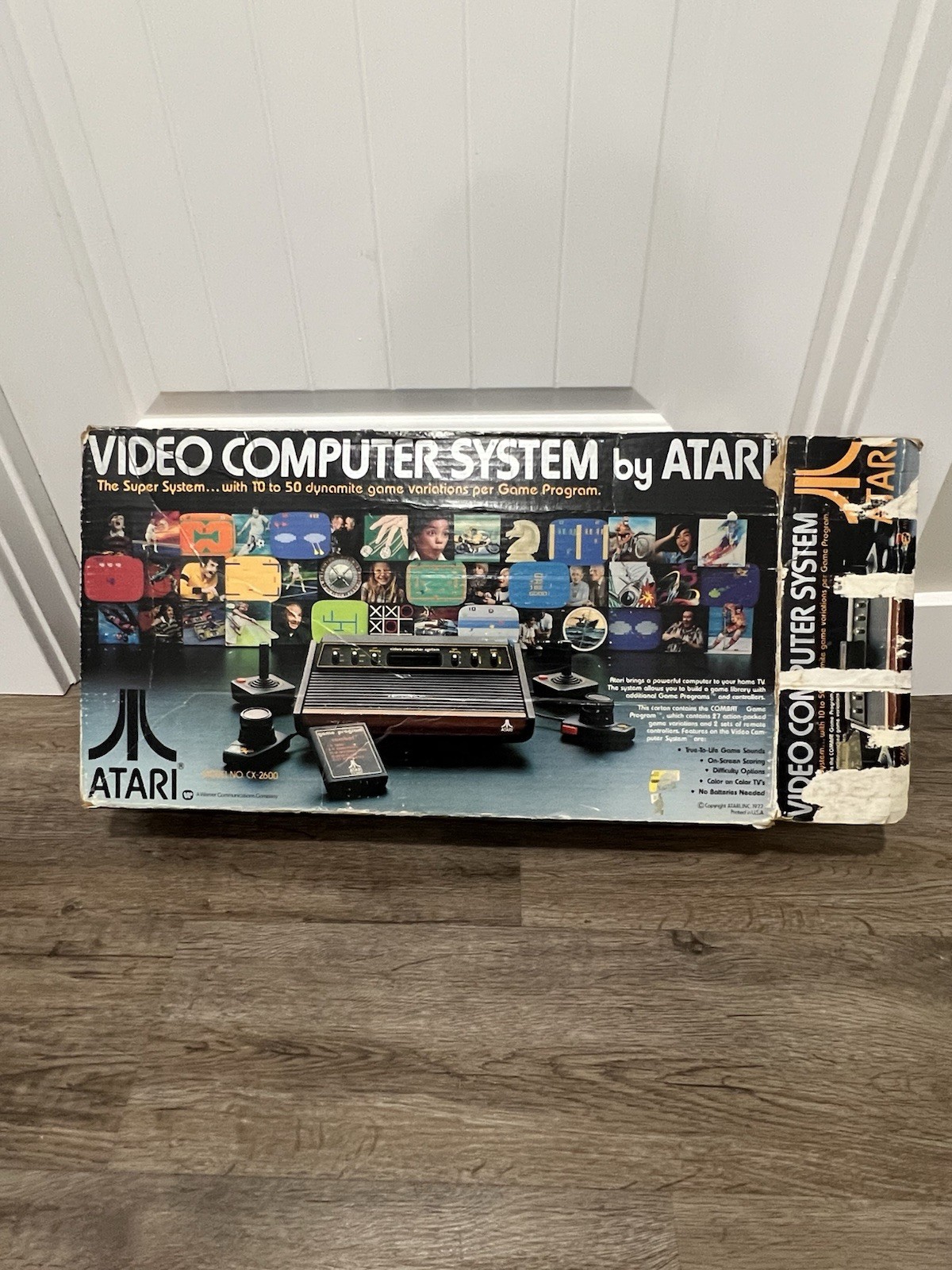 Rare 1977 Atari 2600 VCS Heavy Sixer Console Orig. BOX CHESS PIECE Gray Writing
