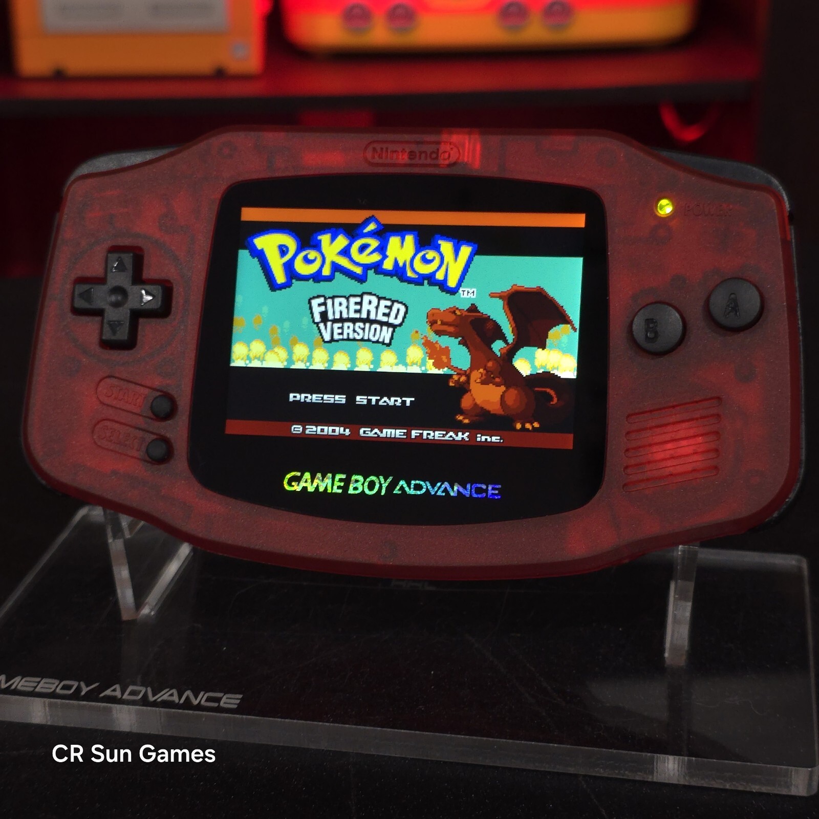 Clear Red Game Boy Advance GBA Console with iPS V5 Backlight Backlit LCD MOD