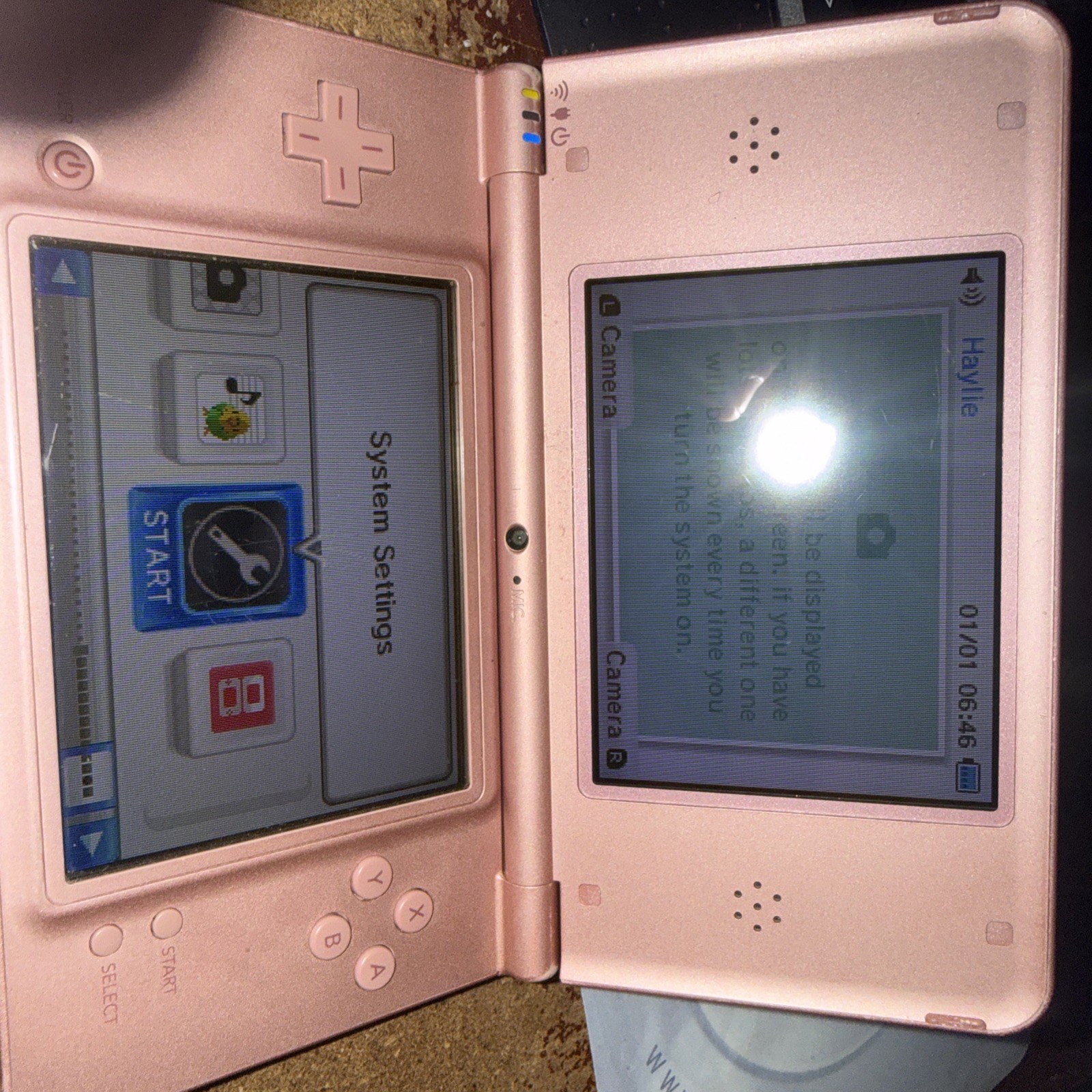 Nintendo DSi XL metallic rose Handheld System Built-in Camera NTSC No Stylus