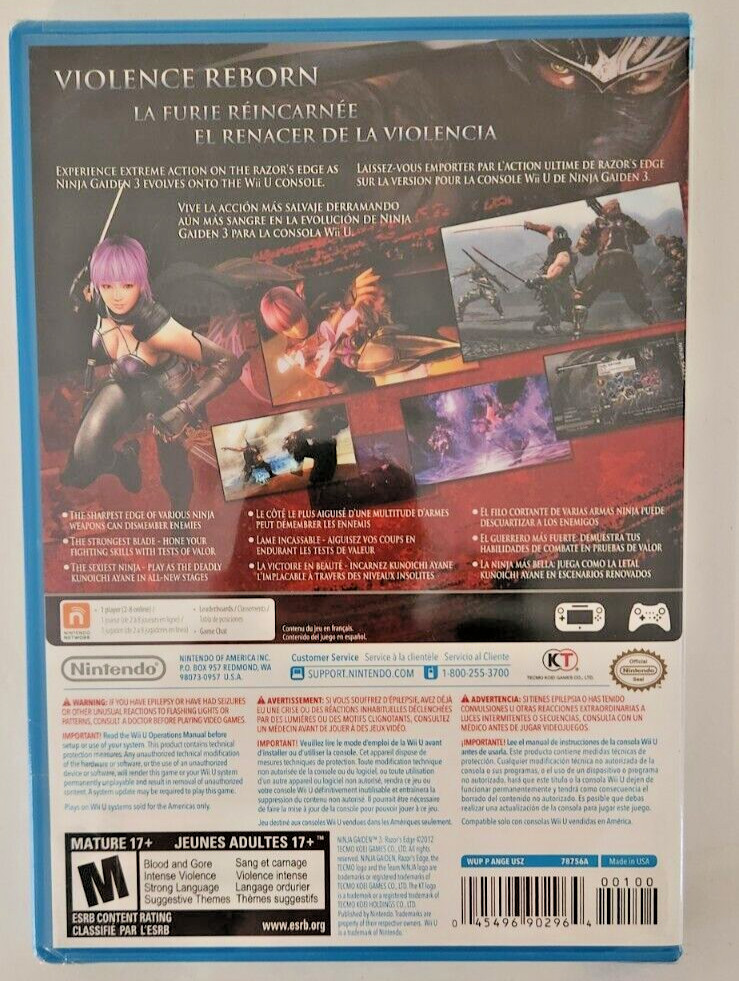 Ninja Gaiden 3: Razor’s Edge Wii U Brand New Game (2012 Hack & Slash)