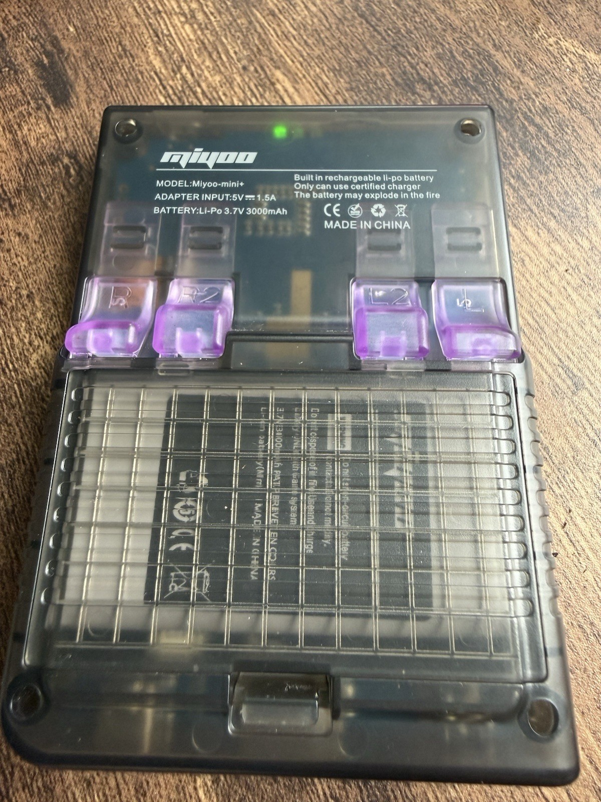 Miyoo Mini Plus Transparent Black – Custom Purple Buttons – Speaker Mod – Case