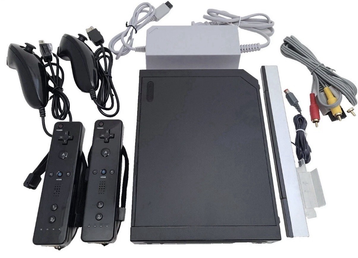 Nintendo Wii Video Game System 2 REMOTE Bundle BLACK Console + NEW ACCESSORIES