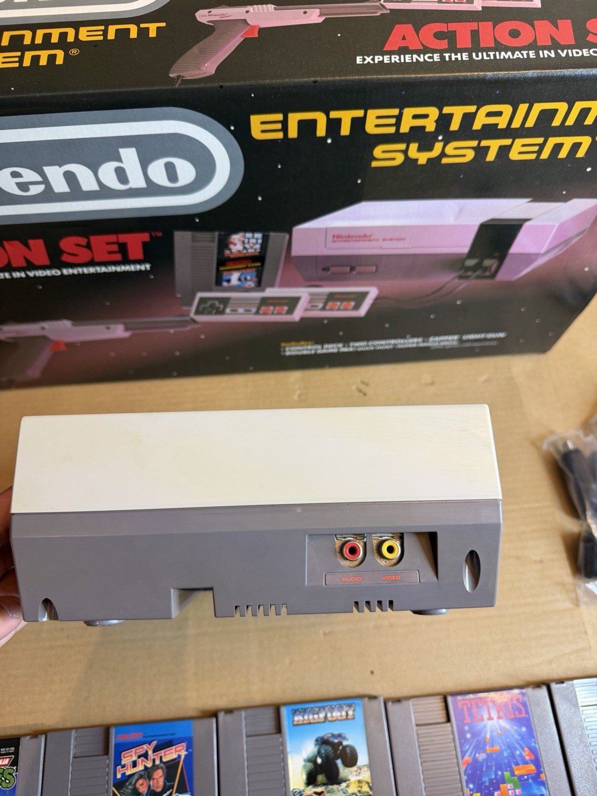 NES Action Set Box, Console, Adapter, 5 Games