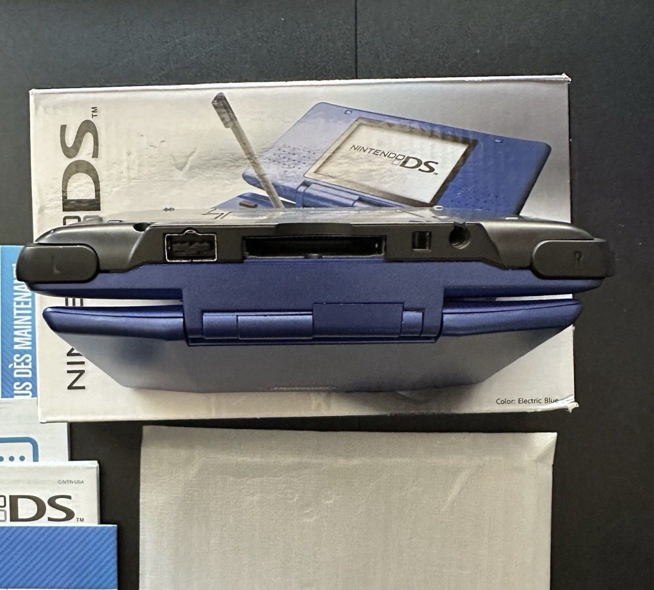 Electric Blue Nintendo DS Handheld Console System Inserts Box Manual Stylus