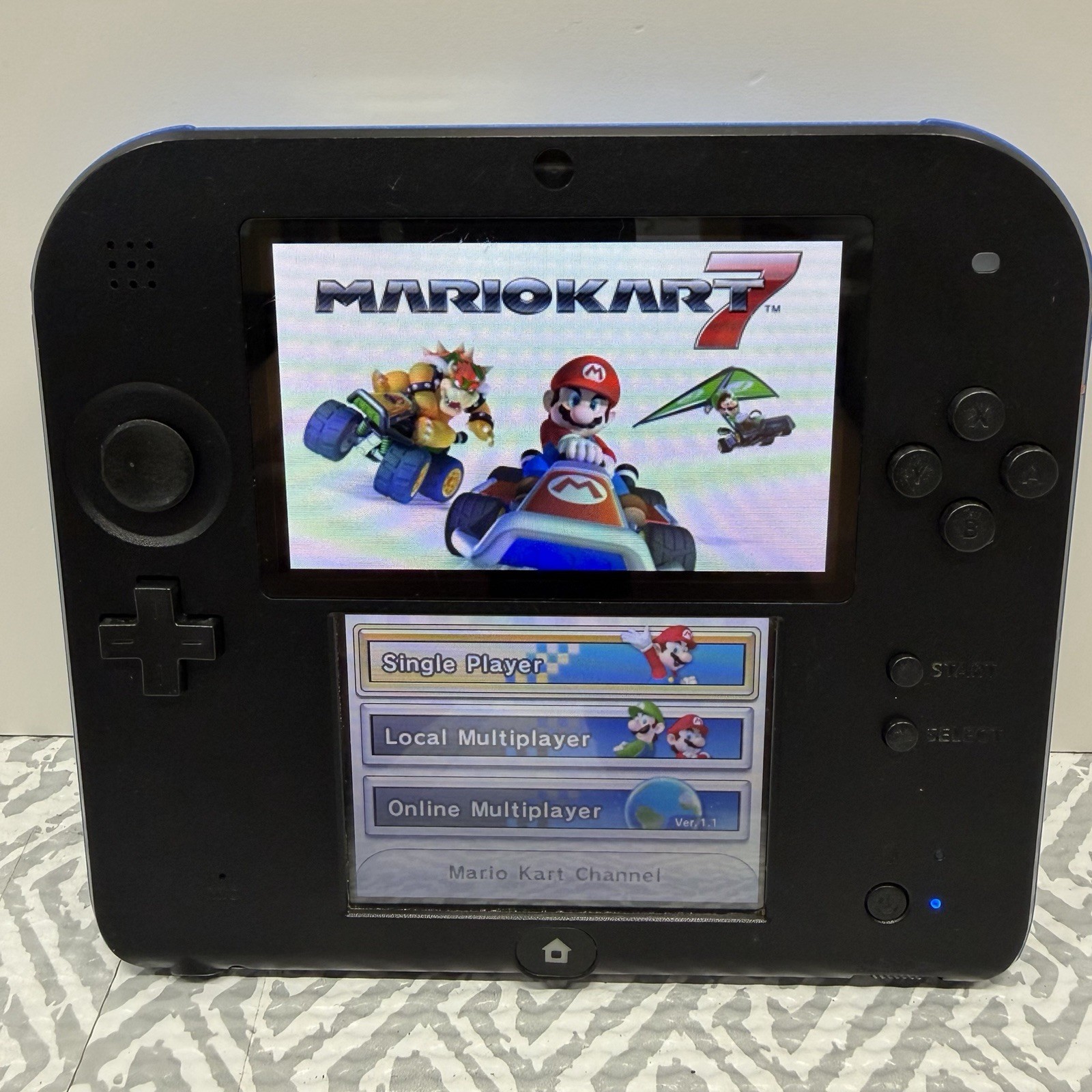Nintendo 2DS Black & Blue Bundle w/ Mario Kart 7, Charger, 2GB SD Card & Stylus