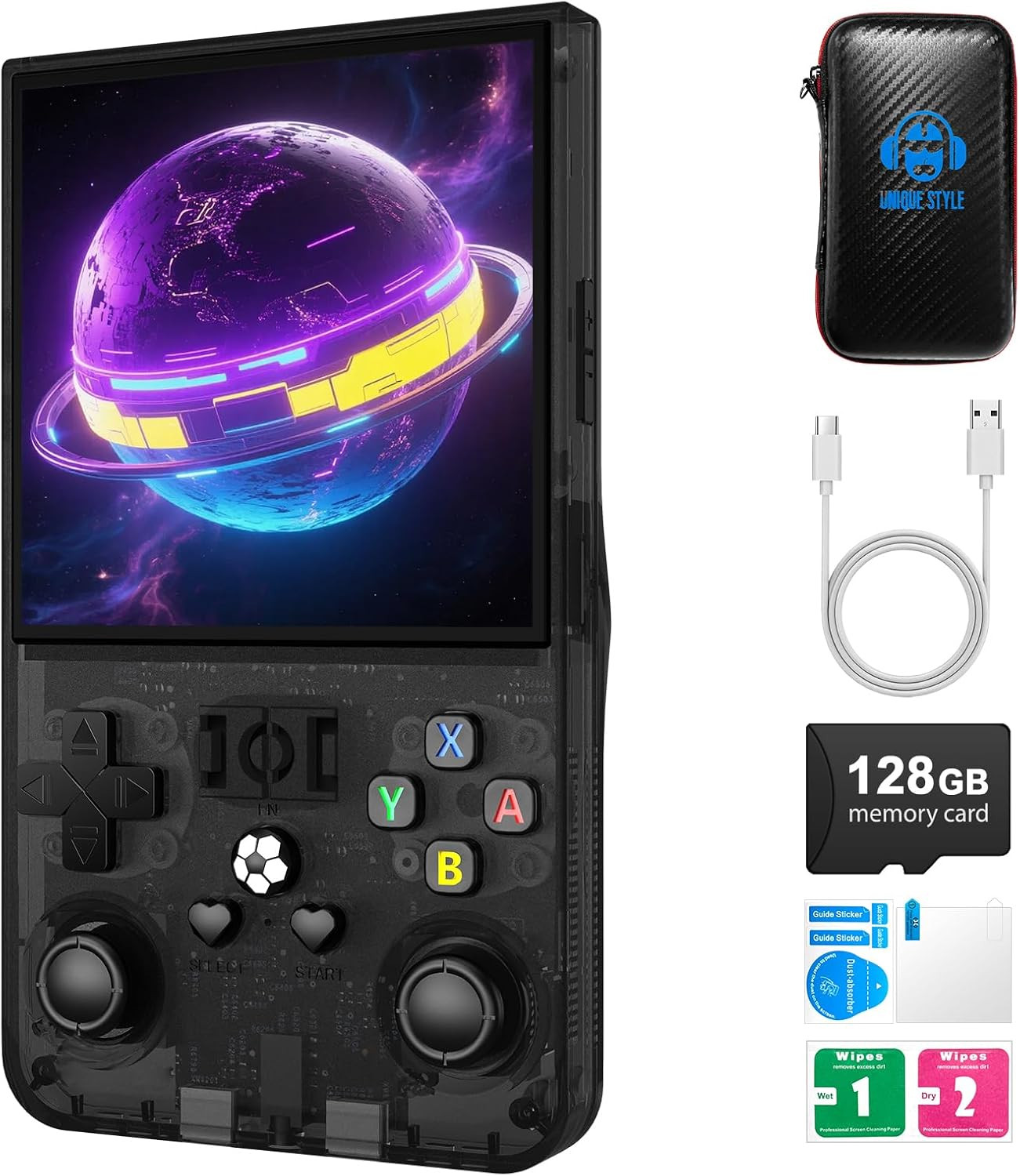 R36MAX Retro Handheld Game Console,128Gb Open Source System Support 30+ Emulator