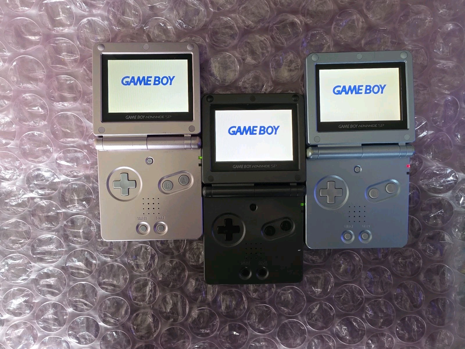 3X Nintendo Game Boy Advance GBA SP – AGS 101 – Graphite, Pearl Pink & Blue