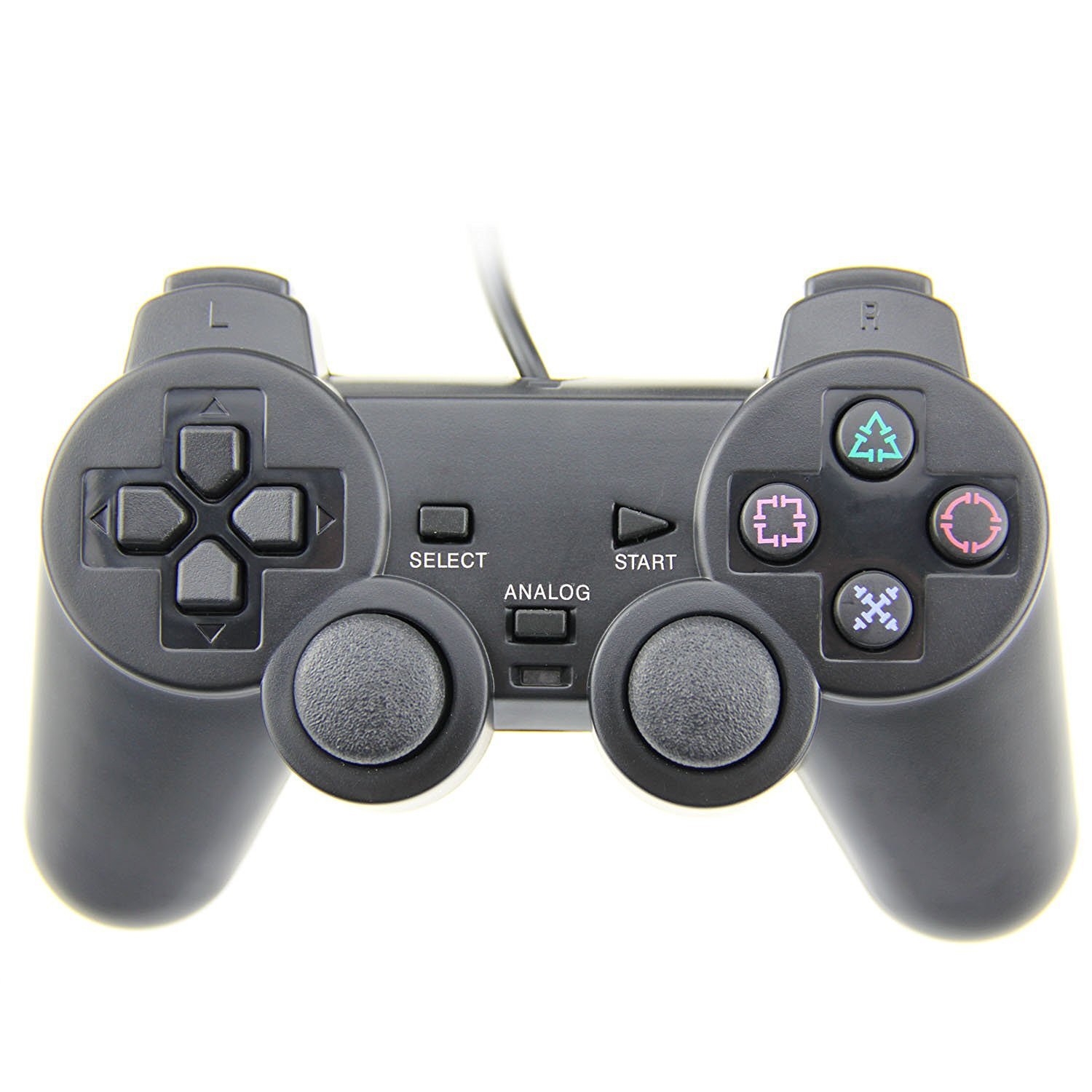 Wired Controller Handle Vibration For PS2. Color: Black