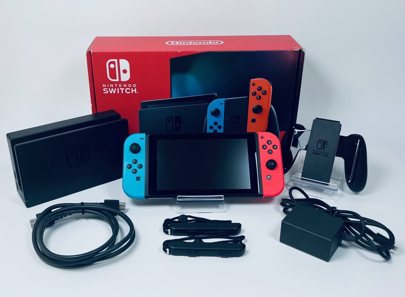 Nintendo Switch Console Neon Blue/Red Joy-Con Set Boxed Excellent Condition Test