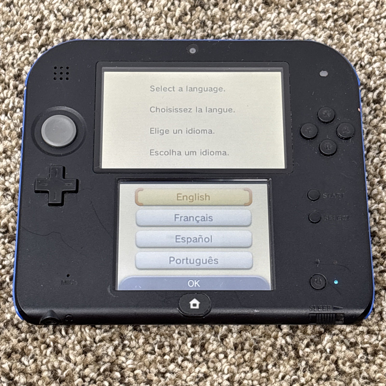 Nintendo 2DS Black/blue Handheld Console w/ AC Adapter OEM Case