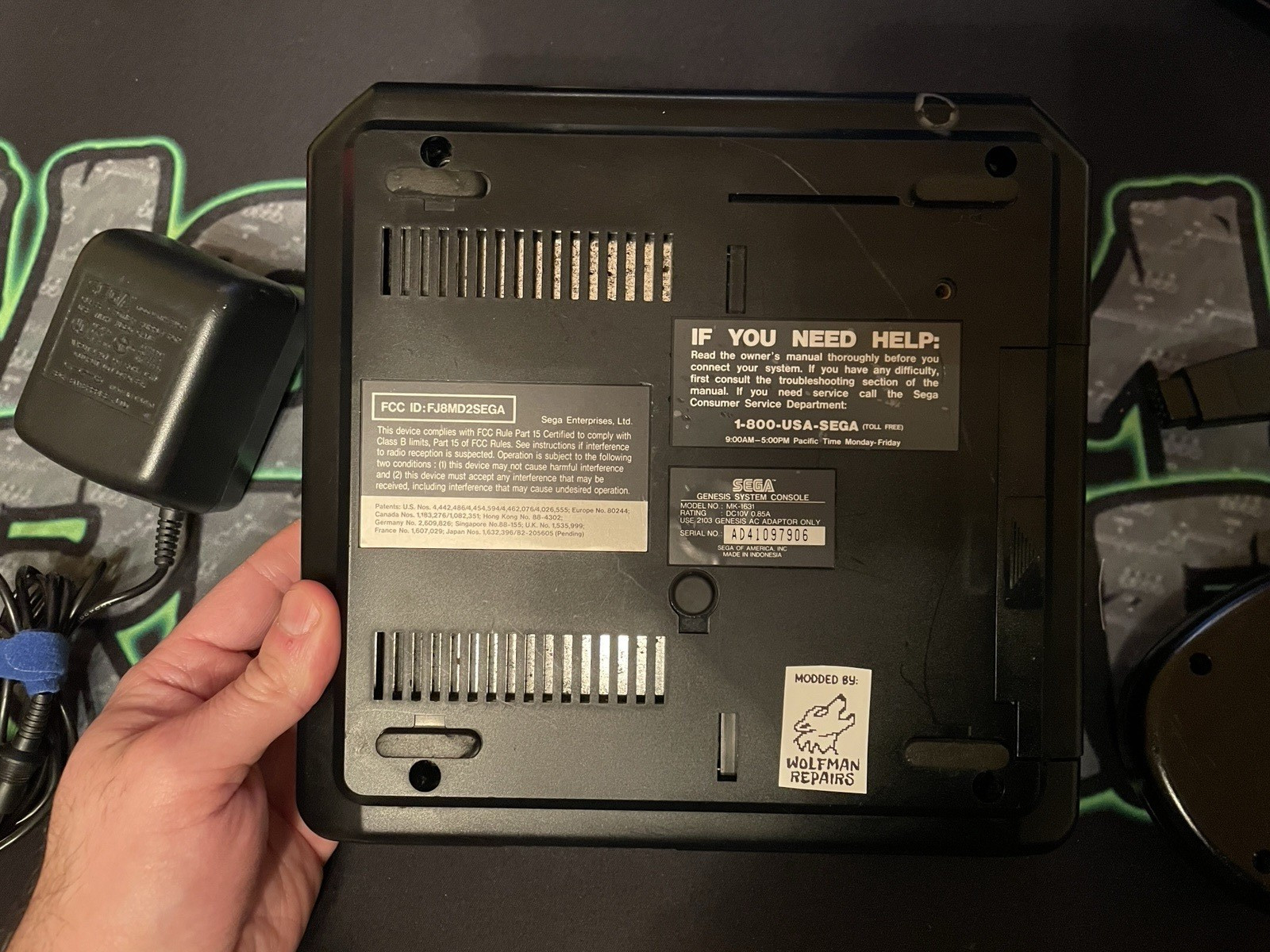 SEGA Genesis Model 2! Green LED Upgrades! Controller, AV and Power included!