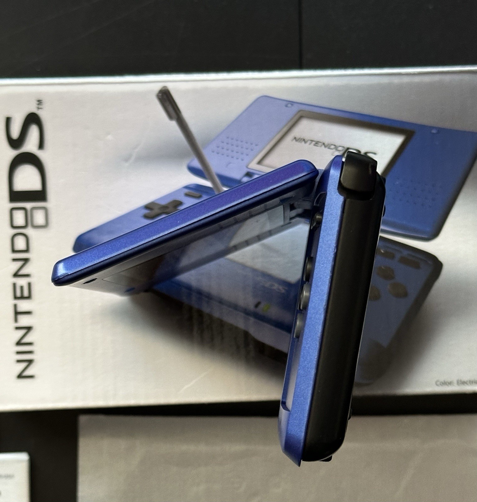 CIB Electric Blue Nintendo DS Handheld Console System Inserts Box Manual Stylus